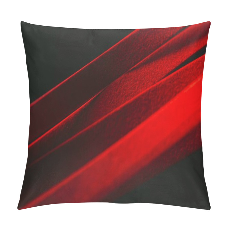 Personality  Close Up View Of Red Quilling Striped Paper On Black  Pillow Covers