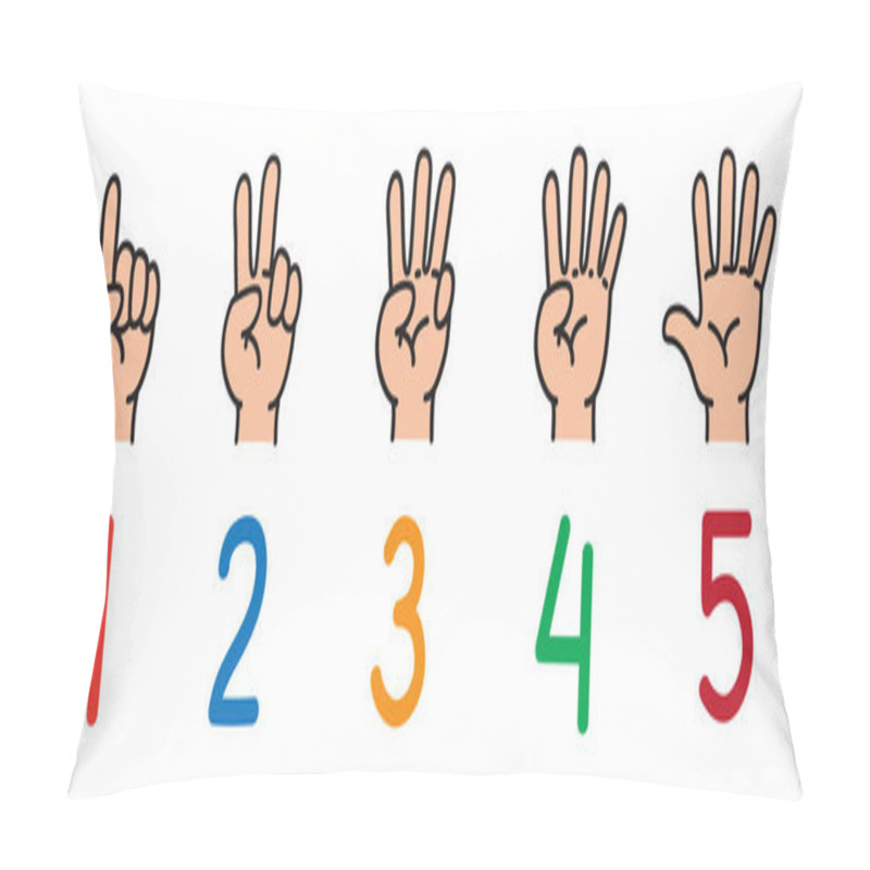 Personality  Hands With Fingers.Icon Set For Counting Education Pillow Covers