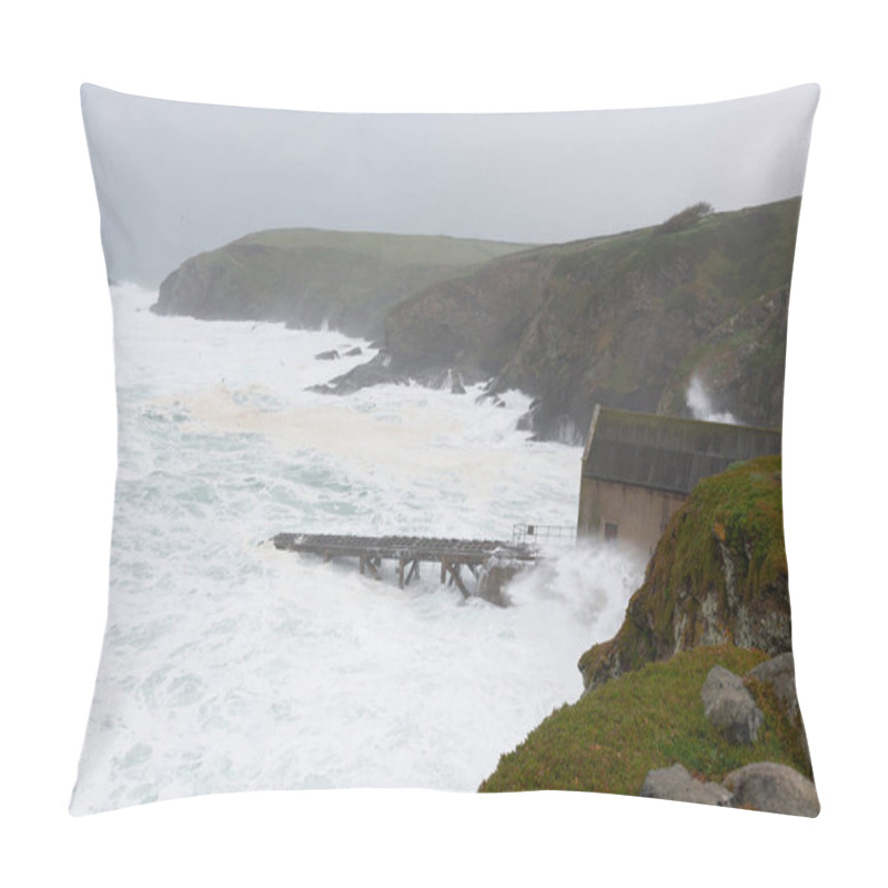 Personality  Rough Seas At The Lizard Point In Cornwall During Storm Kathleen On April 6th 2024 Pillow Covers