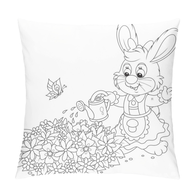 Personality  Easter Bunny Watering Flowers Pillow Covers