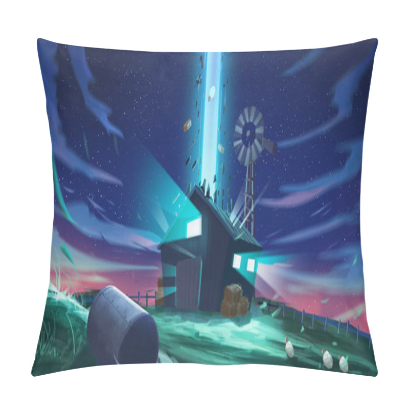 Personality  UFO Incident. SpitPaint, SpeedPaint. Concept Art. Fast Drawings. Sketch Paint. Realistic Style. Video Game Digital CG Artwork, Concept Illustration, Realistic Cartoon Style Scene Design Pillow Covers