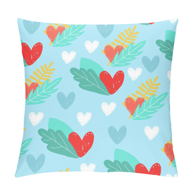 Personality  Hearts Romantic Valentine Pattern. Vector Illustration. Seamless Pattern With Hearts For Valentine's Day Design. Decorative Backdrop With Hearts, And Leaves. Holiday Texture. Pillow Covers