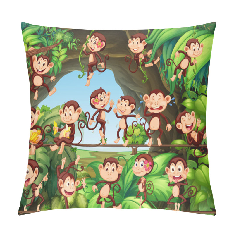 Personality  Monkeys Living In The Forest Pillow Covers