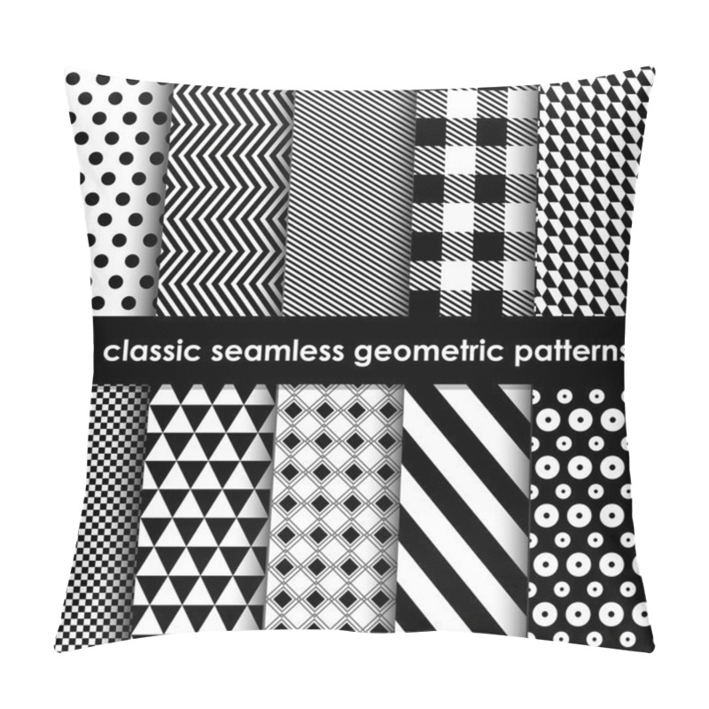 Personality  10 Monochrome Classic Seamless Geometric Patterns Pillow Covers