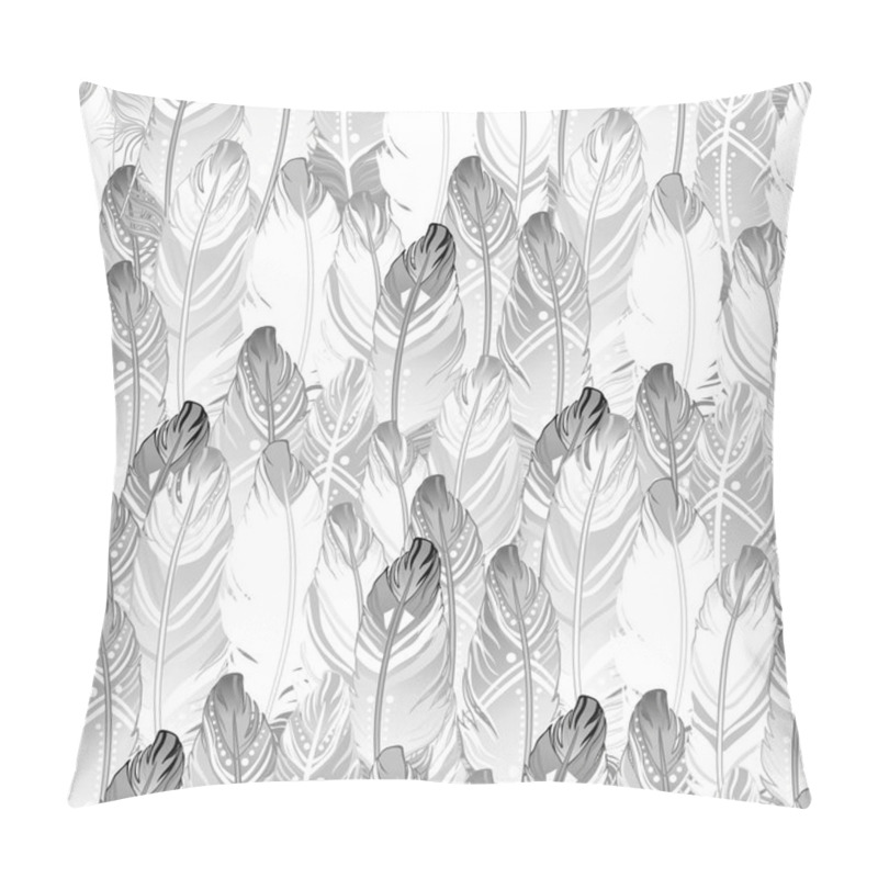 Personality  Hand Drawn Seamless Pattern With Bird Feathers. Pillow Covers