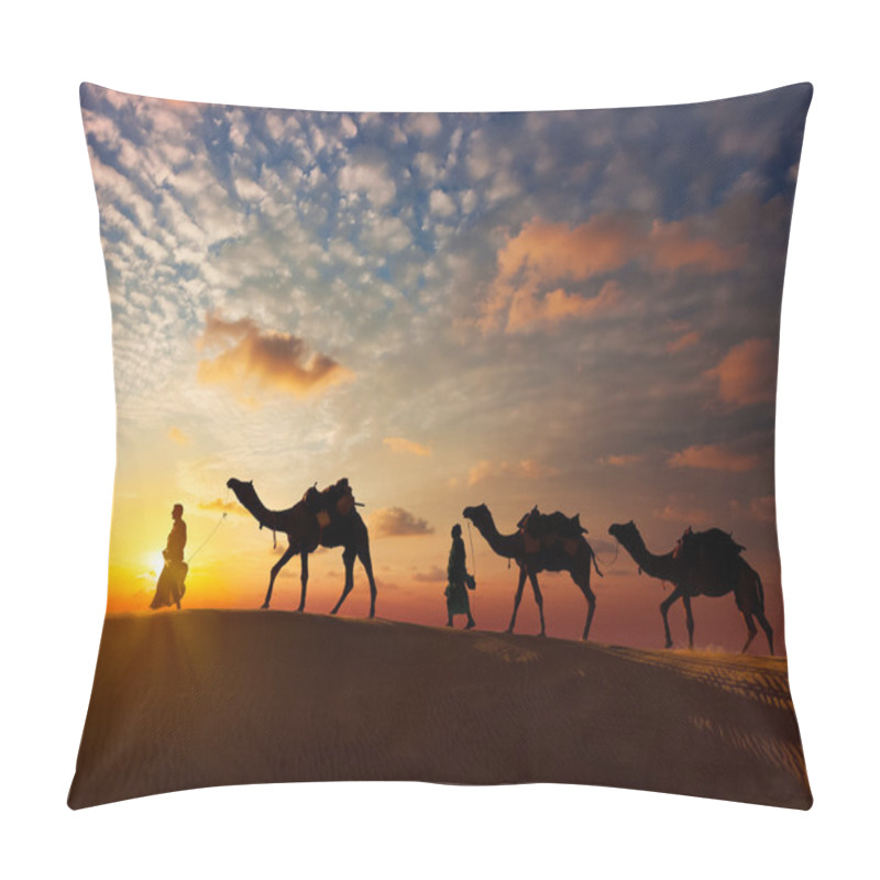 Personality  Two Cameleers With Camels Pillow Covers