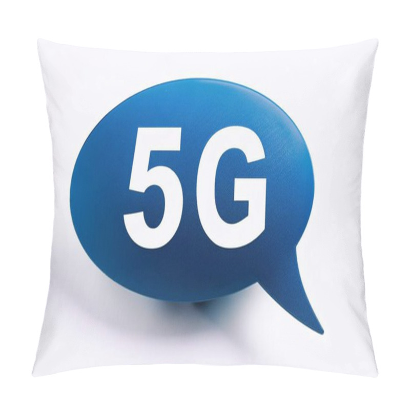 Personality  A Blue Speech Bubble With 5G In White Bold Letters, Symbolizing The Conversation And Excitement Around The New Technology Pillow Covers