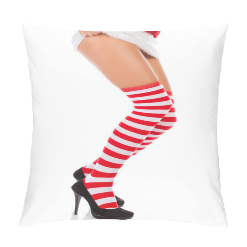 Personality  Woman With Long Legs And Stockings Over Isolated Background Pillow Covers