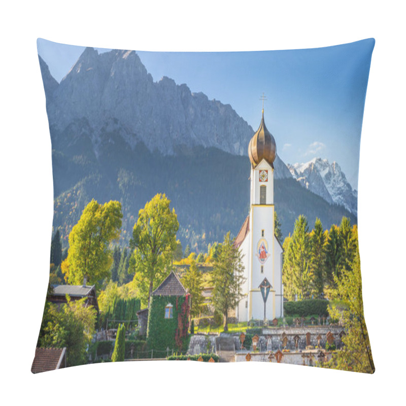 Personality  Grainau Church At Golden Autumn Sunrise And Zugspitze Massif, Bavarian Alps , Germany Pillow Covers