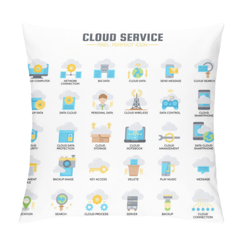 Personality  Cloud Service , Thin Line And Pixel Perfect Icons Pillow Covers