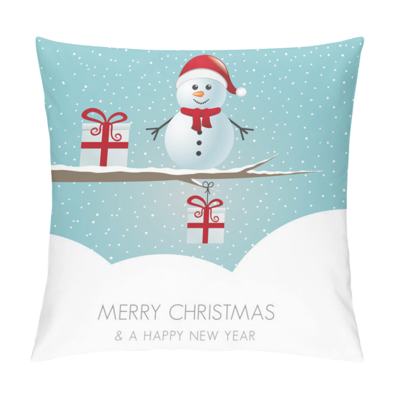 Personality  Snowman On Branch Snowy Winter Landscape Pillow Covers