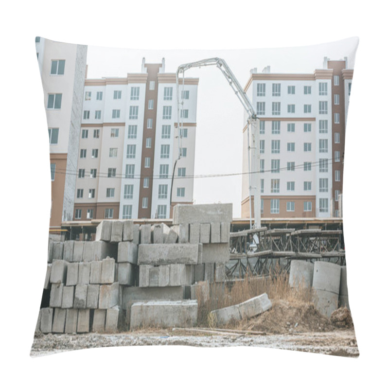 Personality  Construction Site With Concrete Blocks And Heavy Machinery Pillow Covers