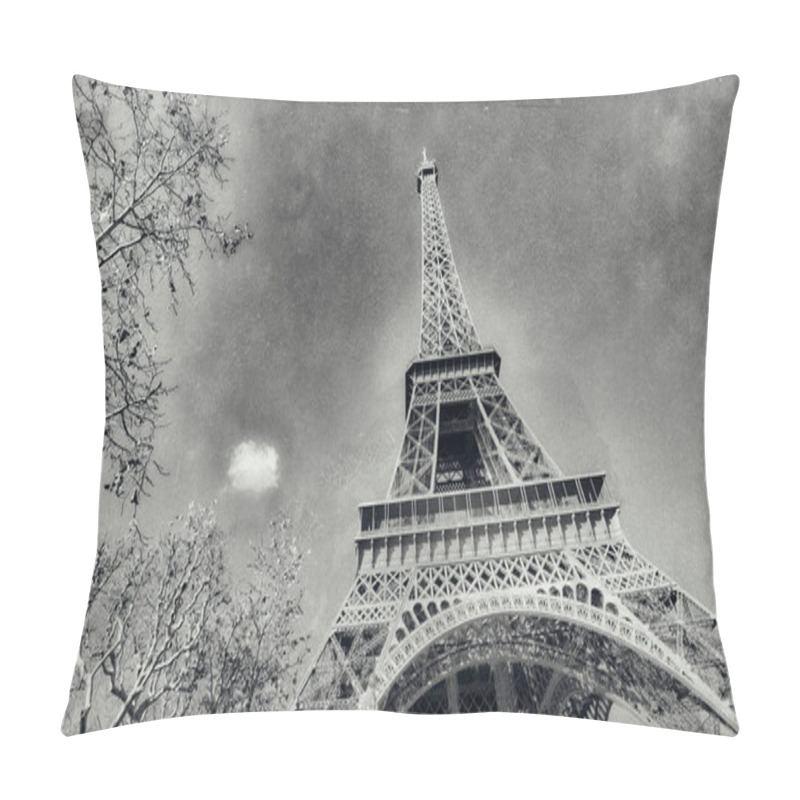 Personality  Upward View Of Eiffel Tower On A Beautiful Sunny Winter Day - Paris - France. Pillow Covers