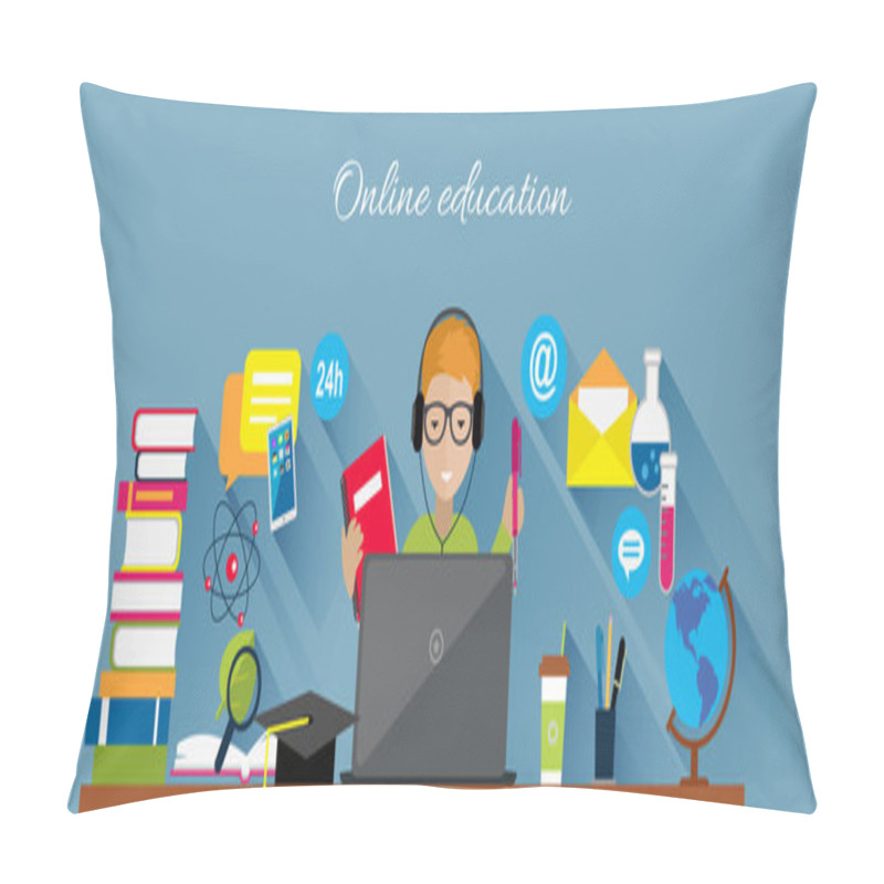 Personality  Online Education Flat Design Concept Pillow Covers