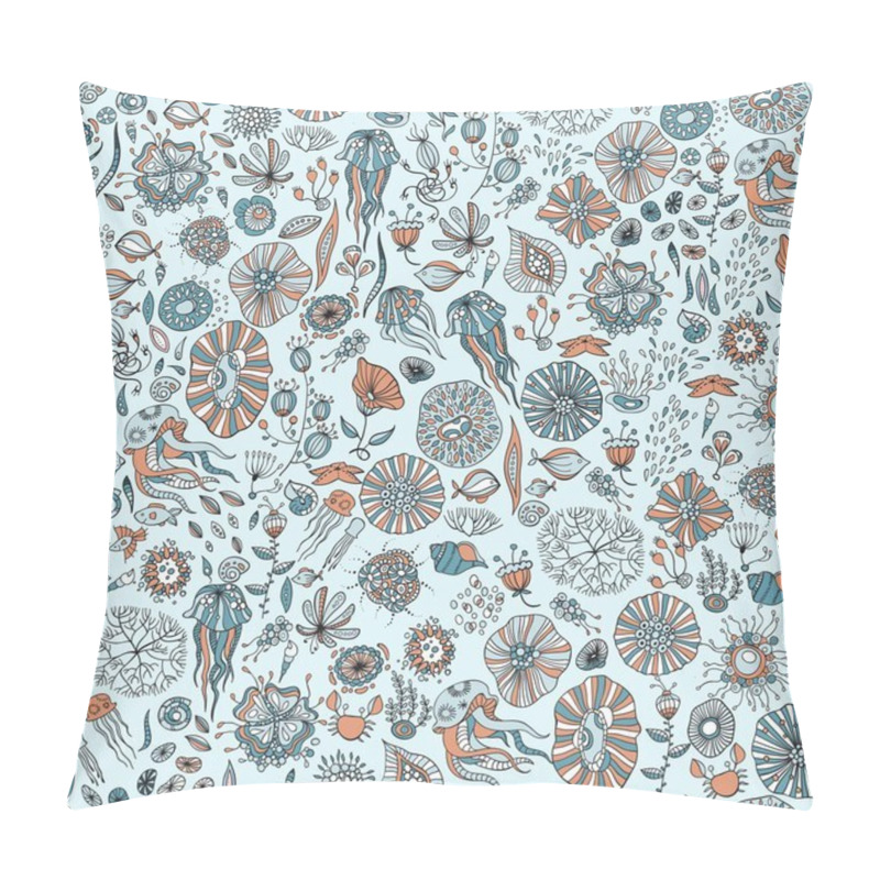 Personality  Hand Drawn Underwater World Seamless Background Pillow Covers