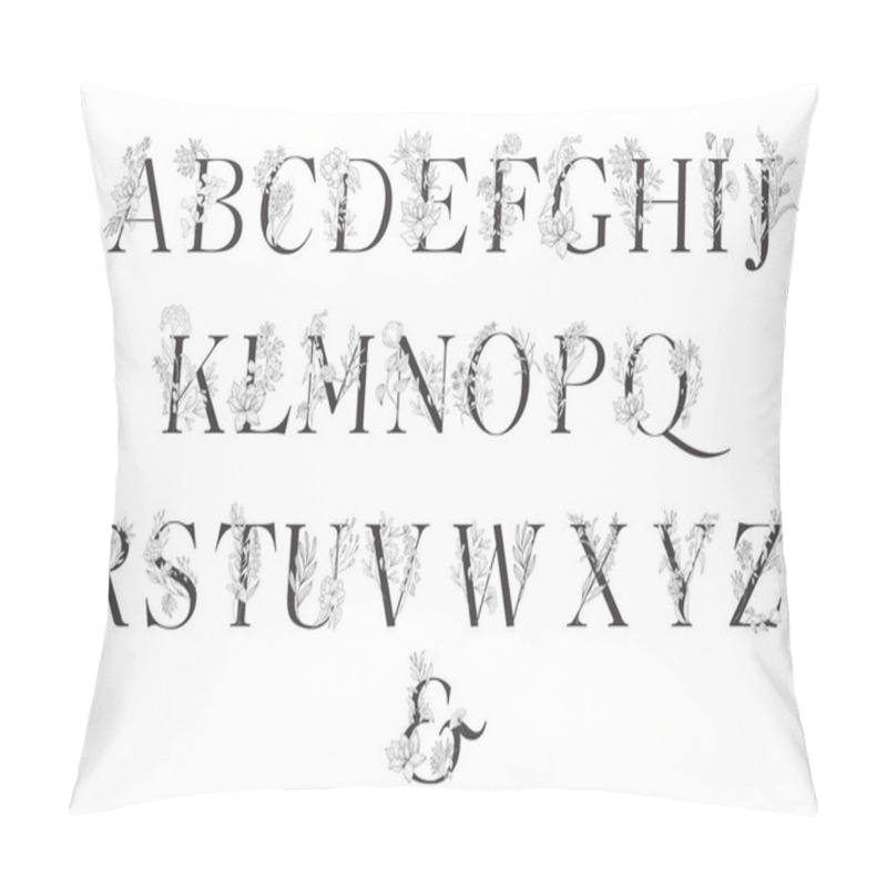 Personality  Floral Botanical Alphabet. Letter With Plants And Flowers. Pillow Covers