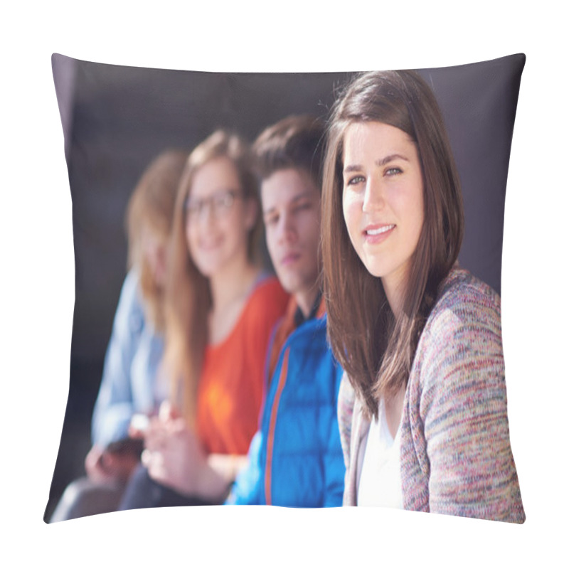 Personality  Students Group Working On School  Project  Together Pillow Covers