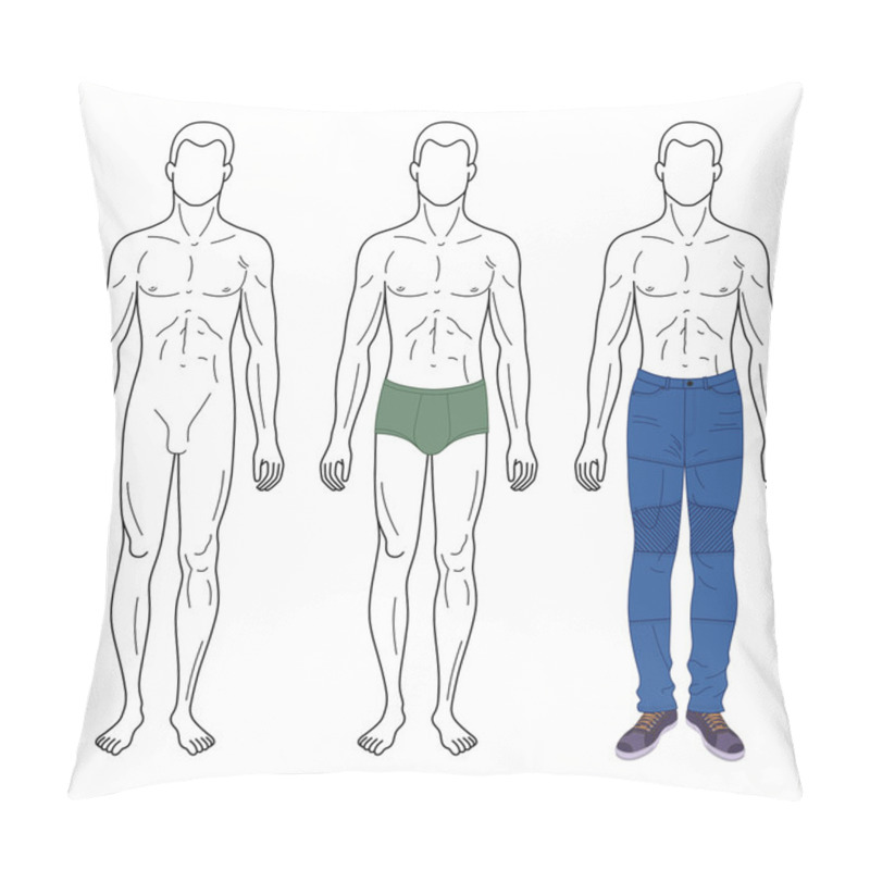 Personality  Fashion Man Outlined Template Full Length Figure Silhouette Pillow Covers