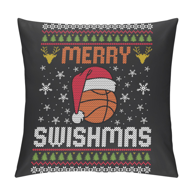 Personality  Merry Swishmas - Ugly Christmas Sweater Designs - Vector Graphic Pillow Covers