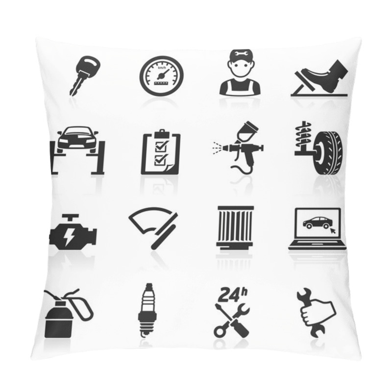 Personality  Car Service Maintenance Icon Set. Vector Illustration. Pillow Covers