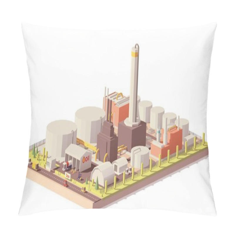 Personality  Vector Low Poly Oil Refinery Plant Pillow Covers