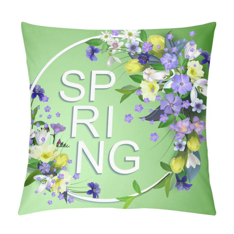 Personality  Spring Primroses Card With Space For Text In A Round Frame. Spri Pillow Covers