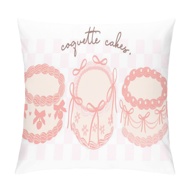 Personality  Coquette Cake Retro Groovy Pastel Design With Ribbon Bow Banner Pillow Covers