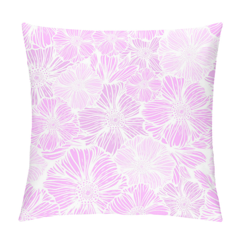 Personality  The Seamless Background Is Beautiful Graphic Pink Flowers. Vector Illustration Pillow Covers