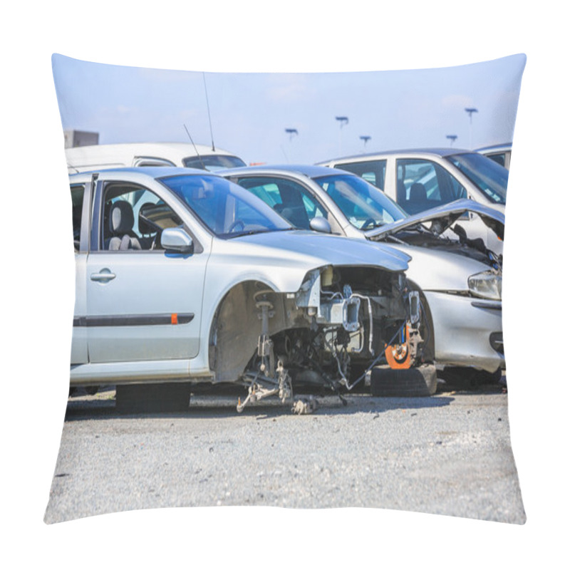 Personality  Several Cars In A Scrap Yard Available For Spare Parts Pillow Covers