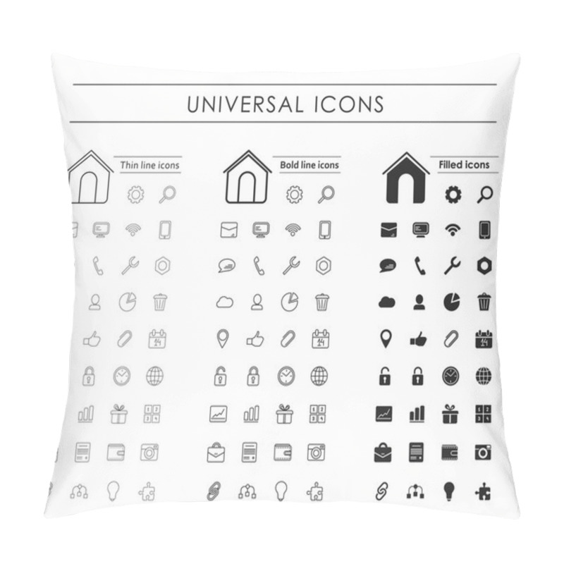 Personality  A Set Of  Universal Icons, Thin Line, Bold Line, Fill Pillow Covers