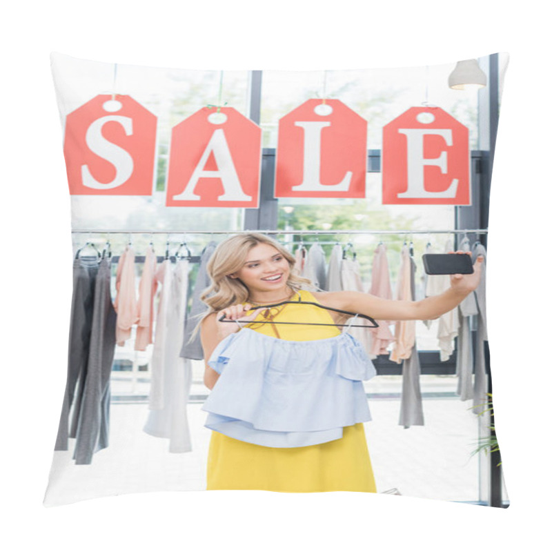 Personality  Woman Taking Selfie In Clothes Store Pillow Covers