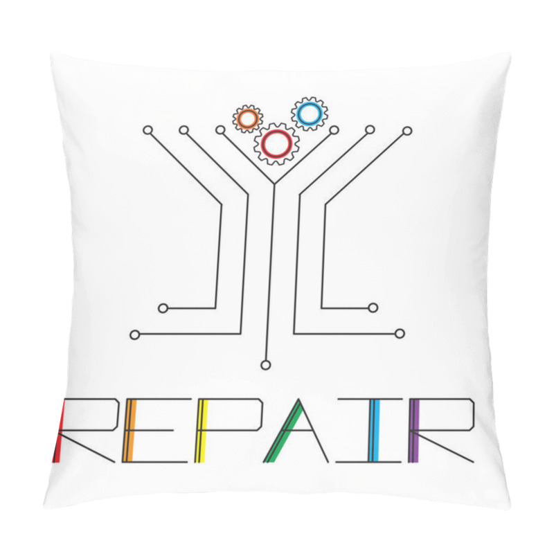 Personality  REPAIR SERVICES LOGO.  Computer Technology Logo Template Designs, Gadget Service Logo Template Designs. Abstract Technology Electronic Sign.  Pillow Covers