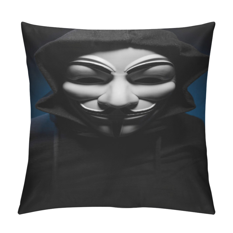 Personality  Saint-Petersburg, Russia - September 16, 2016: Photo Of Man Wearing Vendetta Mask Pillow Covers