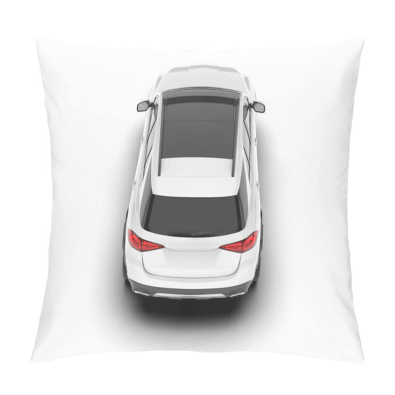 Personality  White SUV Isolated On White Background. 3d Rendering - Illustration Pillow Covers