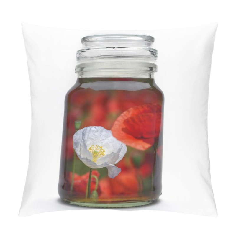 Personality  Landscape, Jar, Double Exposure, White, Red Poppies Pillow Covers