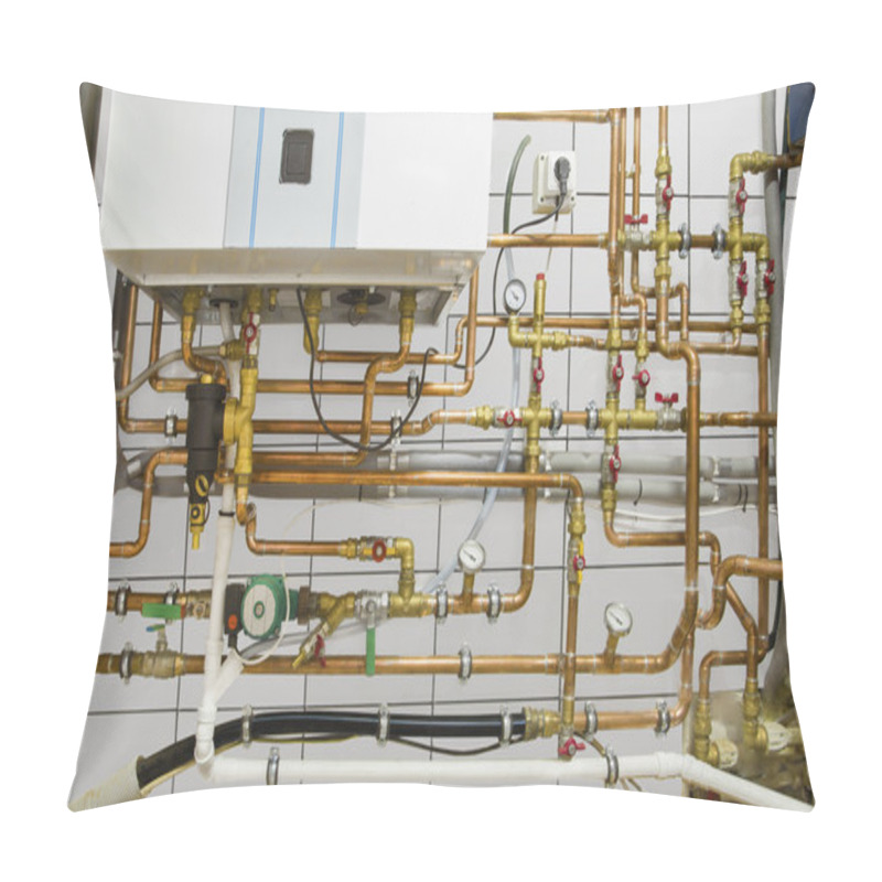 Personality  Copper Pipes Engineering In Boiler-room Pillow Covers