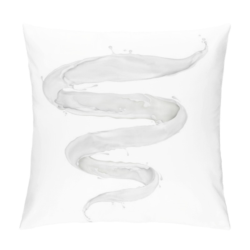 Personality  Milk Splashes In The Form Of A Spiral On White Background  Pillow Covers