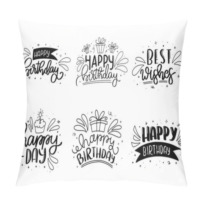 Personality  Happy Birthday Lettering Card Design. Happy Birthday Modern Brush Typography Lettering. Greeting Card. Vector Illustration. Pillow Covers