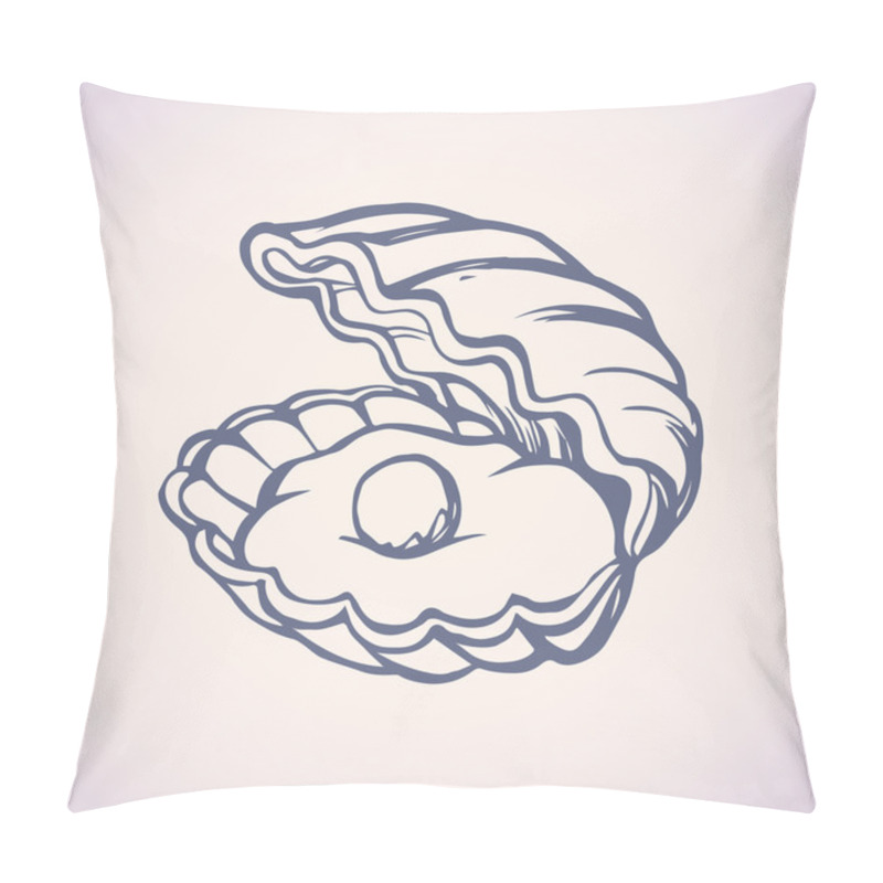 Personality  Pearl In Shell. Vector Drawing Pillow Covers