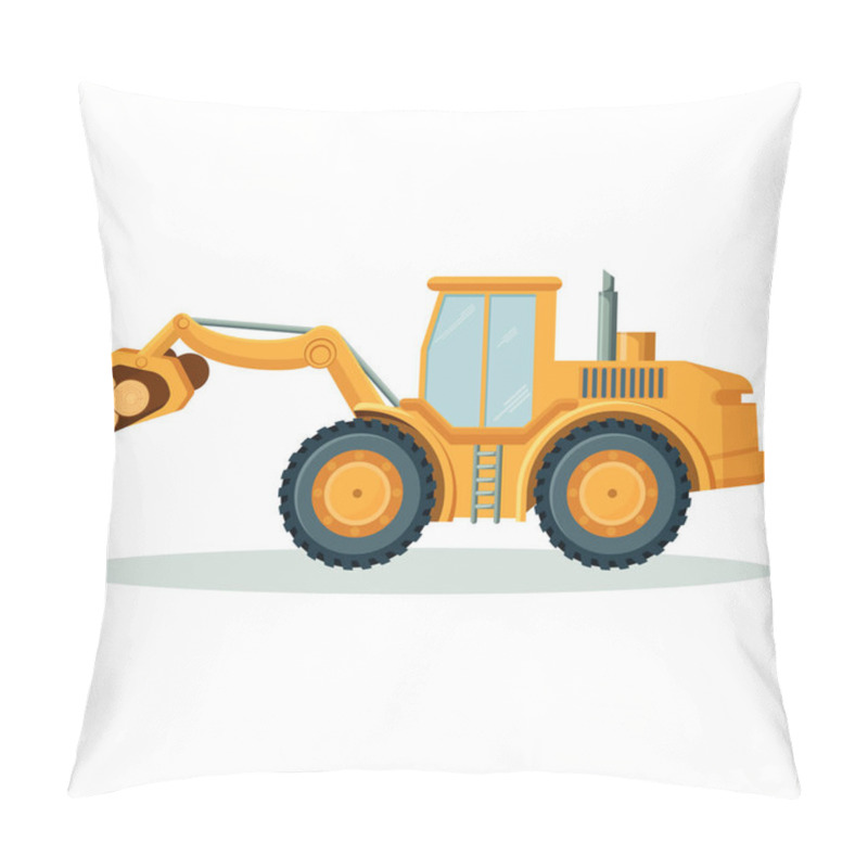 Personality  Modern Yellow Tractor That Carries Heavy Logs Isolated Illustration Pillow Covers