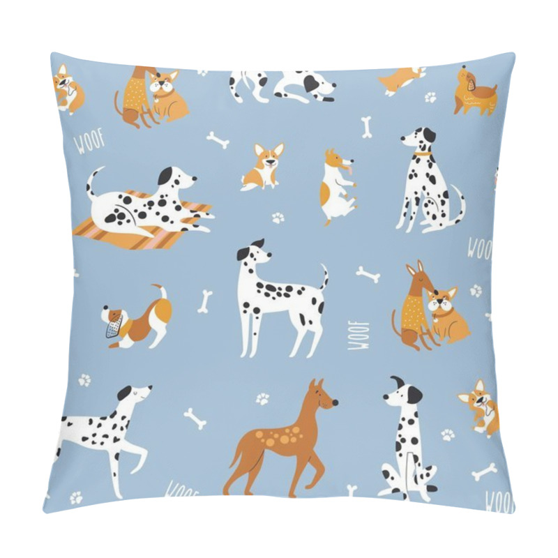 Personality  Seamless Pattern With Funny Dogs. Creative Texture In Scandinavian Style. Great For Fabric, Textile Vector Illustration Pillow Covers