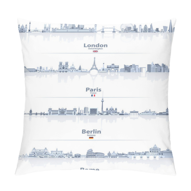 Personality  Vector Illustrations Of London, Paris, Berlin And Rome City Skylines Pillow Covers