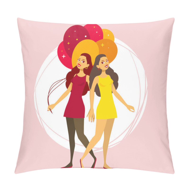 Personality  Girls With Bunch Of Balloons On Pillow Covers