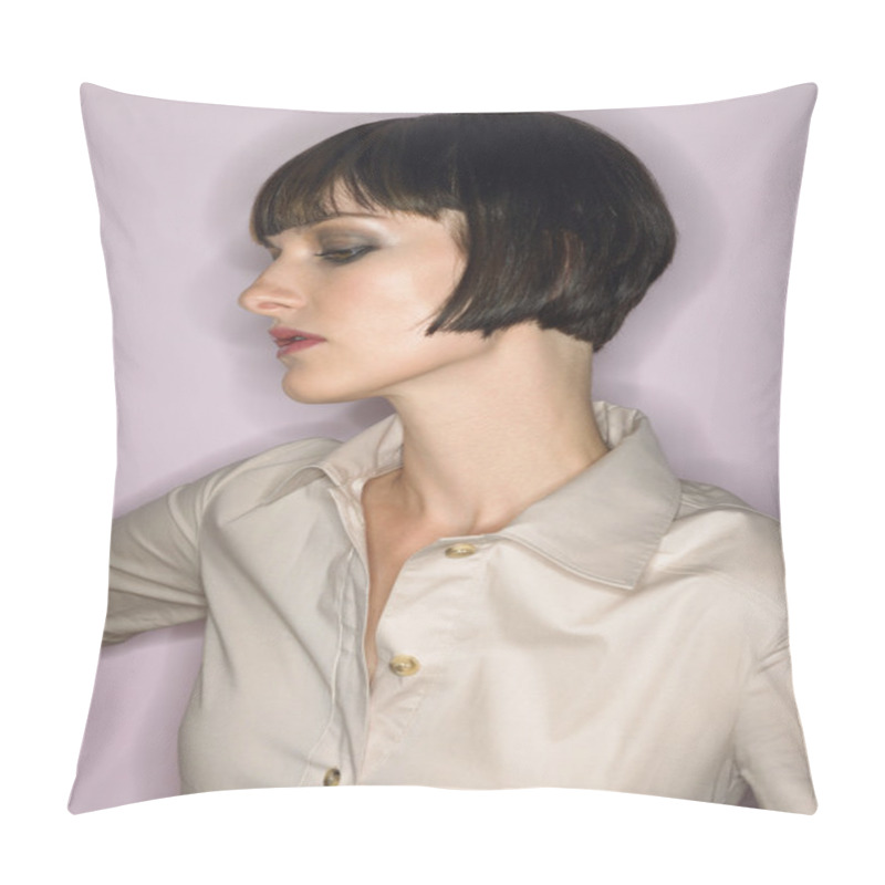 Personality  Woman With Bobbed Hair Pillow Covers