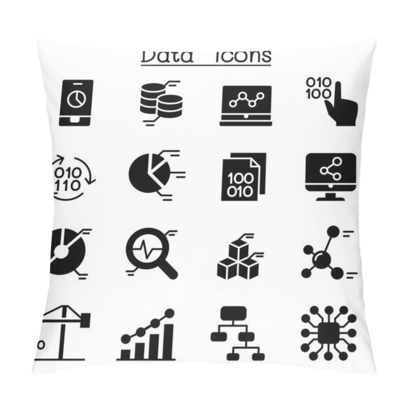 Personality  Database , Data Analysis, Data Management Icons Pillow Covers