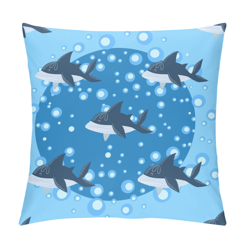 Personality  Seamless Pattern Shark In Scandinavian Style Surrounded By Fish, Starfish, Seaweed, Seashells, Hand Drawn Pillow Covers