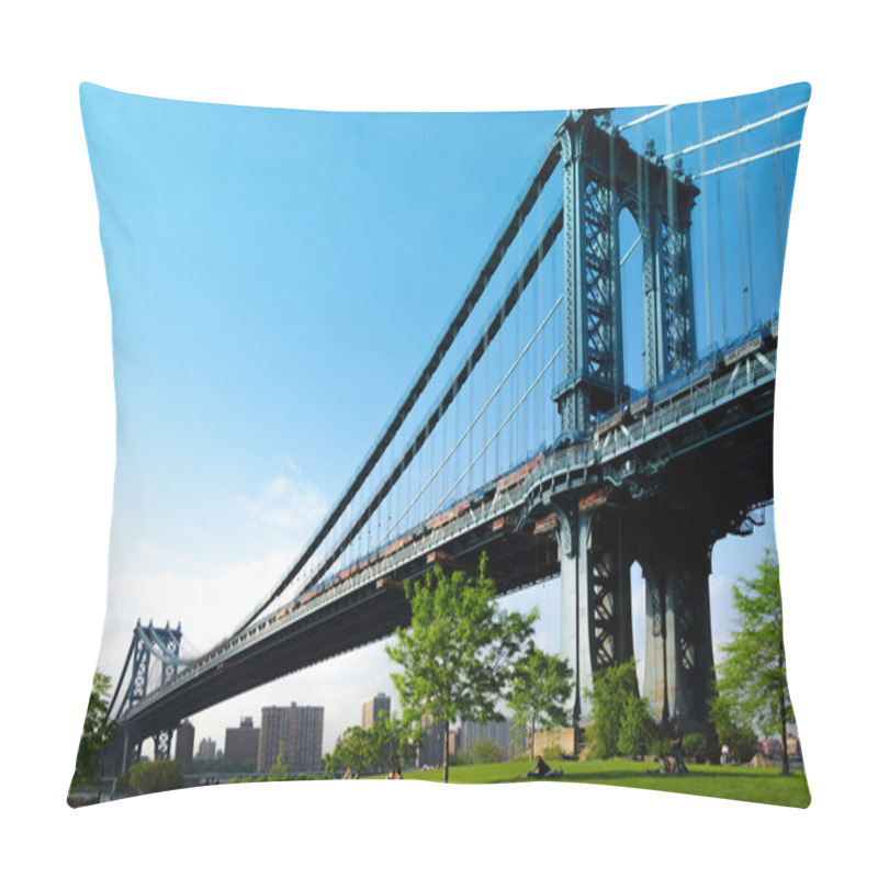 Personality  Manhattan Bridge. View From Brooklyn. New York City. United States Of America. Pillow Covers