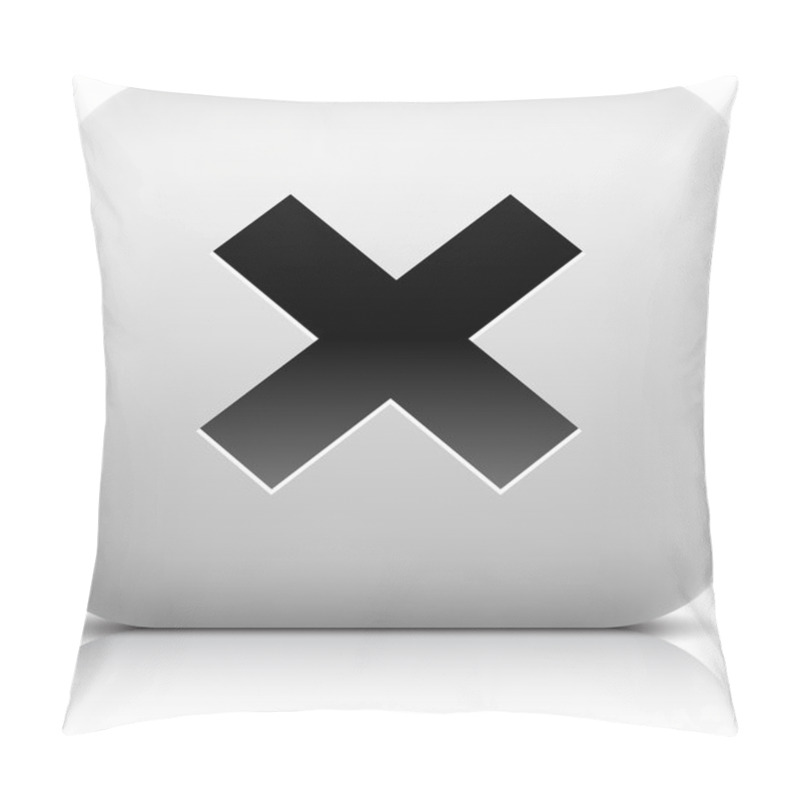 Personality  Stone Web 2.0 Button Delete Symbol Sign. White Rounded Square Shape With Black Shadow And Gray Reflection On White Background. This Vector Illustration Created And Saved In 8 Eps Pillow Covers