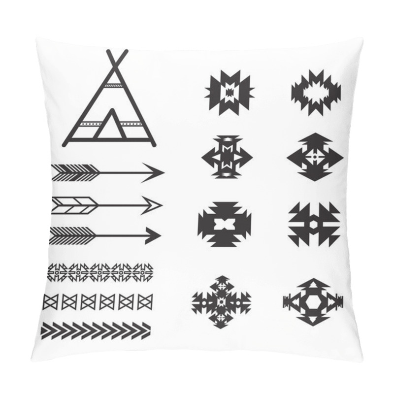 Personality  Aztec Ethnic Elements Set, Tribal Black And White Pillow Covers