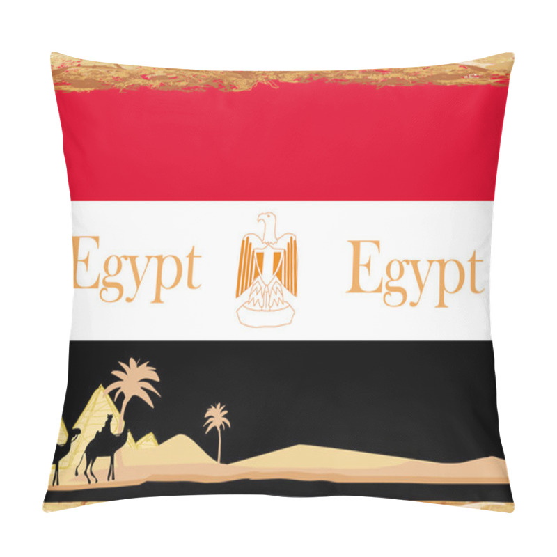 Personality  Camel Caravan In Wild Africa - Flag Of Egypt,abstract Grunge Fra Pillow Covers